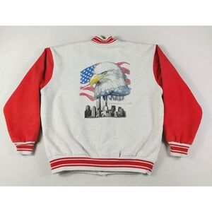 Vintage Fruit Of The Loom Jacket Mens XL Gray‎ Red September 11th Memorial